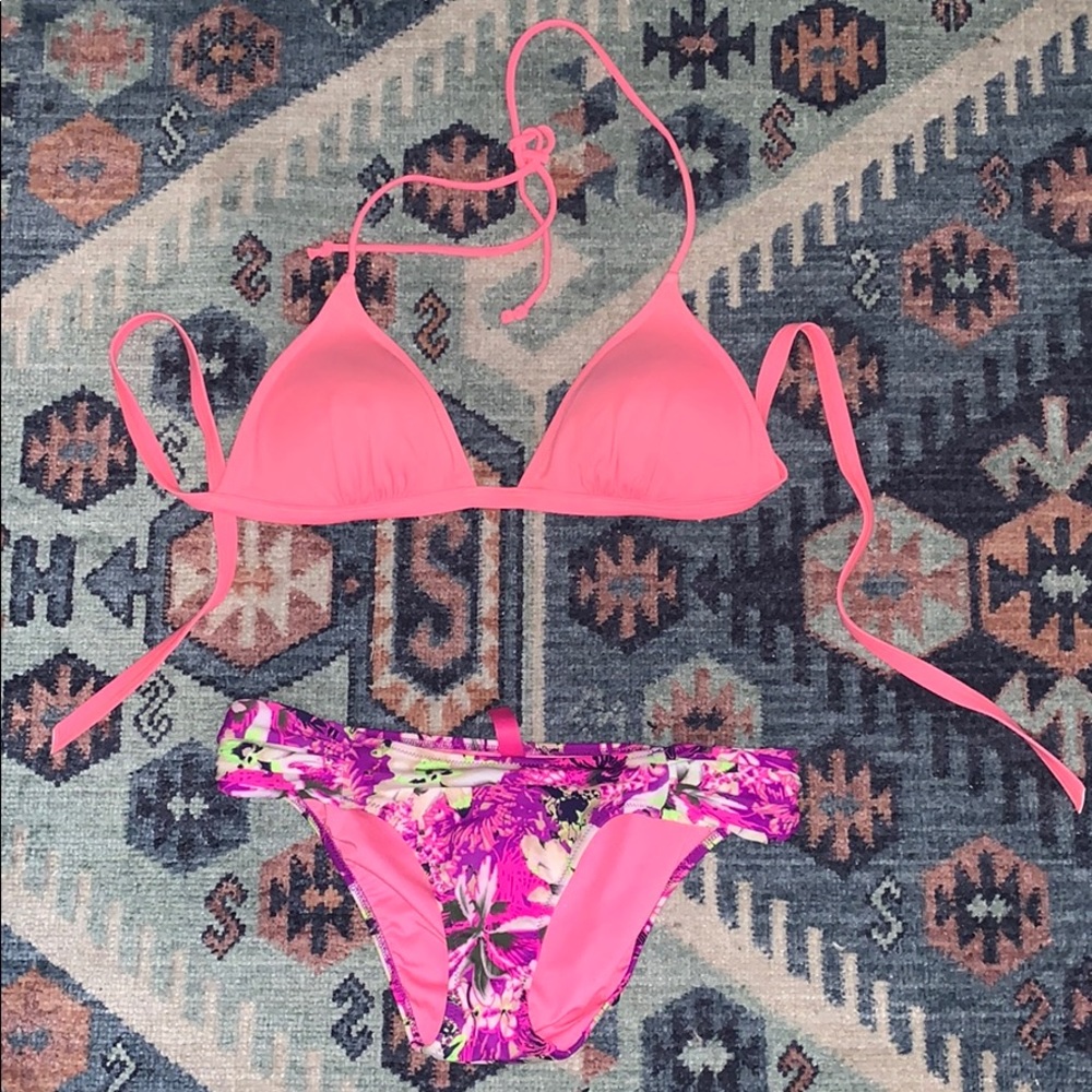 Victoria Secret Pink Bikini Hot Pink Floral
